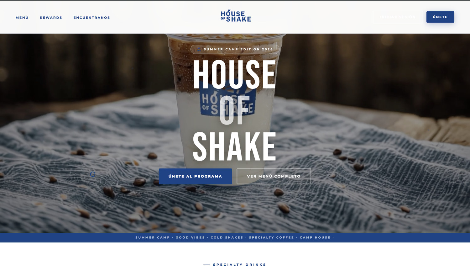 Portada del sitio de House of Shake