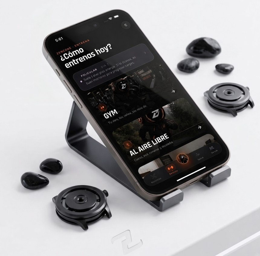 La app Zencrus mostrando la sección de entrenamientos