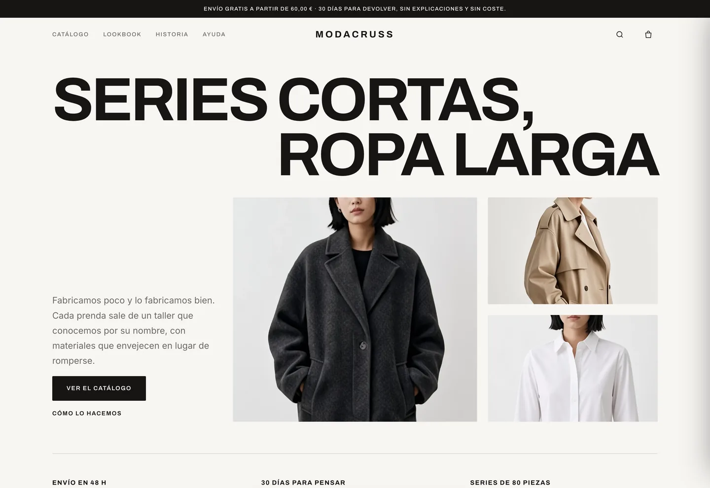 Portada de la plantilla Modacruss, para moda y tienda